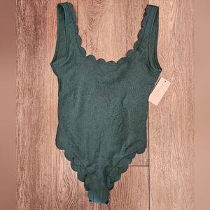 Emerald green, swim, summer, beach, vacation, one piece, ribbed, bra